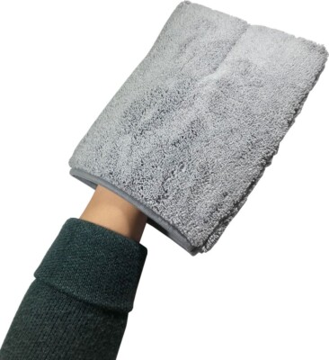 HWG  Autoreinigungshandschuh - Mikrofaser mit Nanosilber Tech - Grau - 24x18 cm