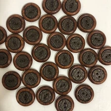 Vintage Brindled Rope Pattern Brown 2-Hole Buttons 23mm Lot of 2 A139