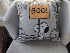 Pottery Barn Peanuts SNOOPY Indoor Outdoor BOO Pillow 20"sq. Halloween