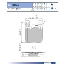 1x Fomar Friction Bremsbelagsatz, Scheibenbremse Hinten f�r BMW 1 3 Touring 3 4