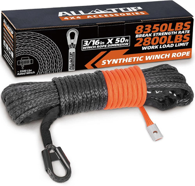 #ad ALL TOP Synthetic Winch Rope Cable 3 16quot; x50ft 8350LBS Winch Replace Line with $36.48