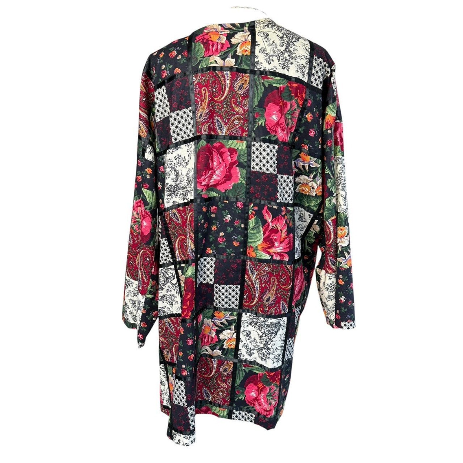 Handmade Patchwork Quilt Jacket Oversized Floral … - image 3