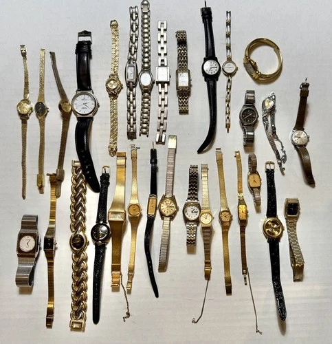 Lot Of 30 Vintage Watches Gucci Universal Seiko Jules Jorgensen Pulsar Untested