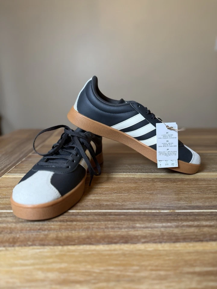 Adidas VL Court Base Men’s Size 9 Black White Gum Sneakers JS4115 New With Box - Image 3 of 4