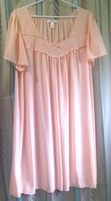 NEW "Miss Elaine" Nylon Tricot Short Nightgown Flutter Sleeves Woman XL