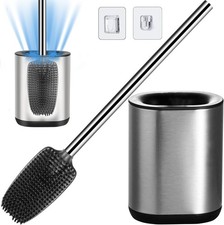 Image of Bingobang Toilet Brush and Holder Set - 304 Stainless Steel, Silicone Brush