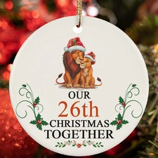 Our 26th Anniversary Christmas Together Ornament 26 Year Lion Couple Loved Gift
