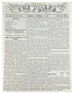 1853 THE FRIEND Honolulu Hawaii Newspaper Antique Whaling Marine Journal Imprint