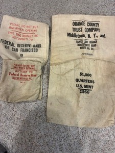 Lot of 4 Vintage Bank Canvas Bags - Empty - Used