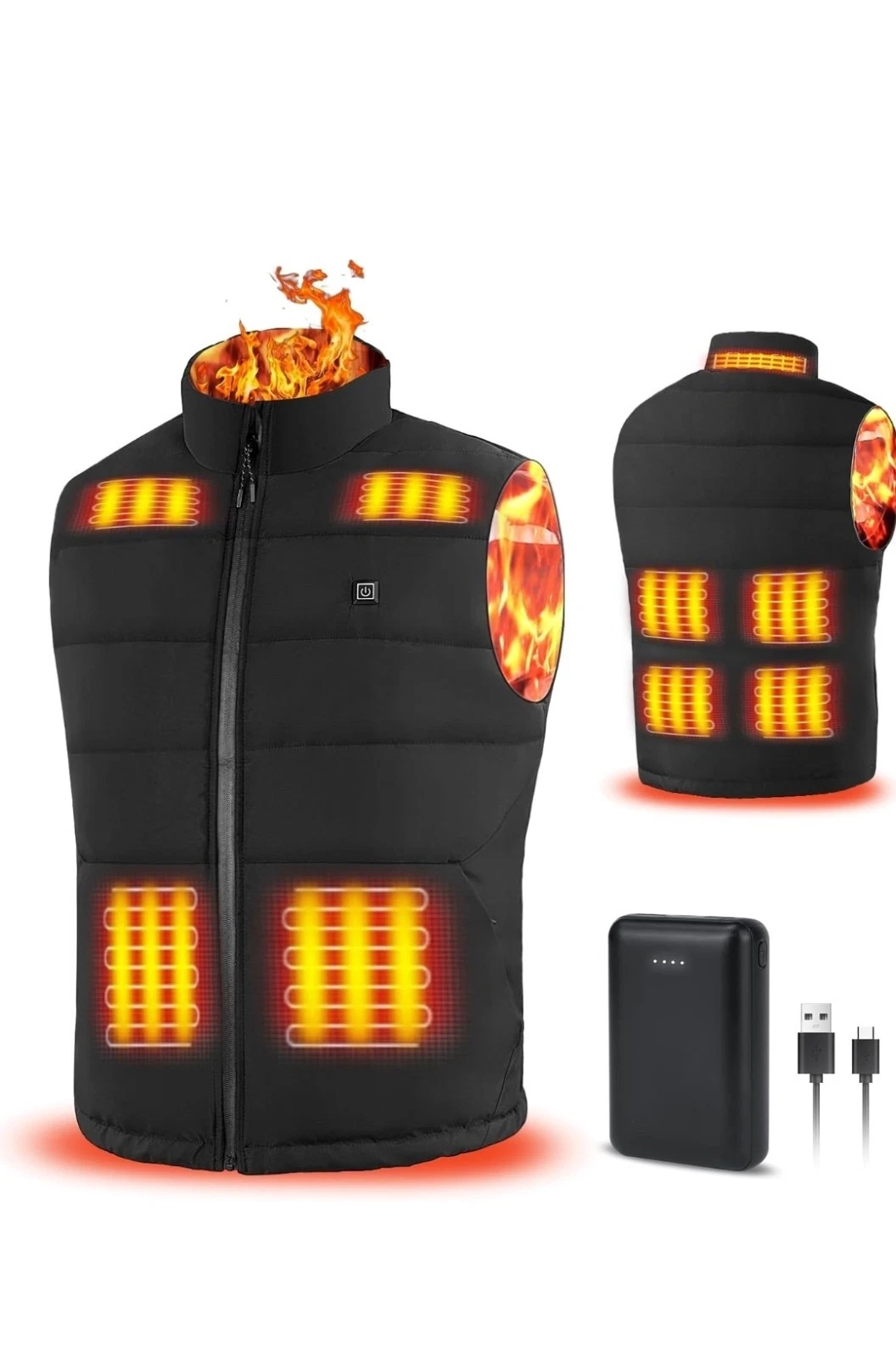 Heated Gilet for Men with Power Bank, 9 Zones Fast Heated Body Warmer, 3 Levels