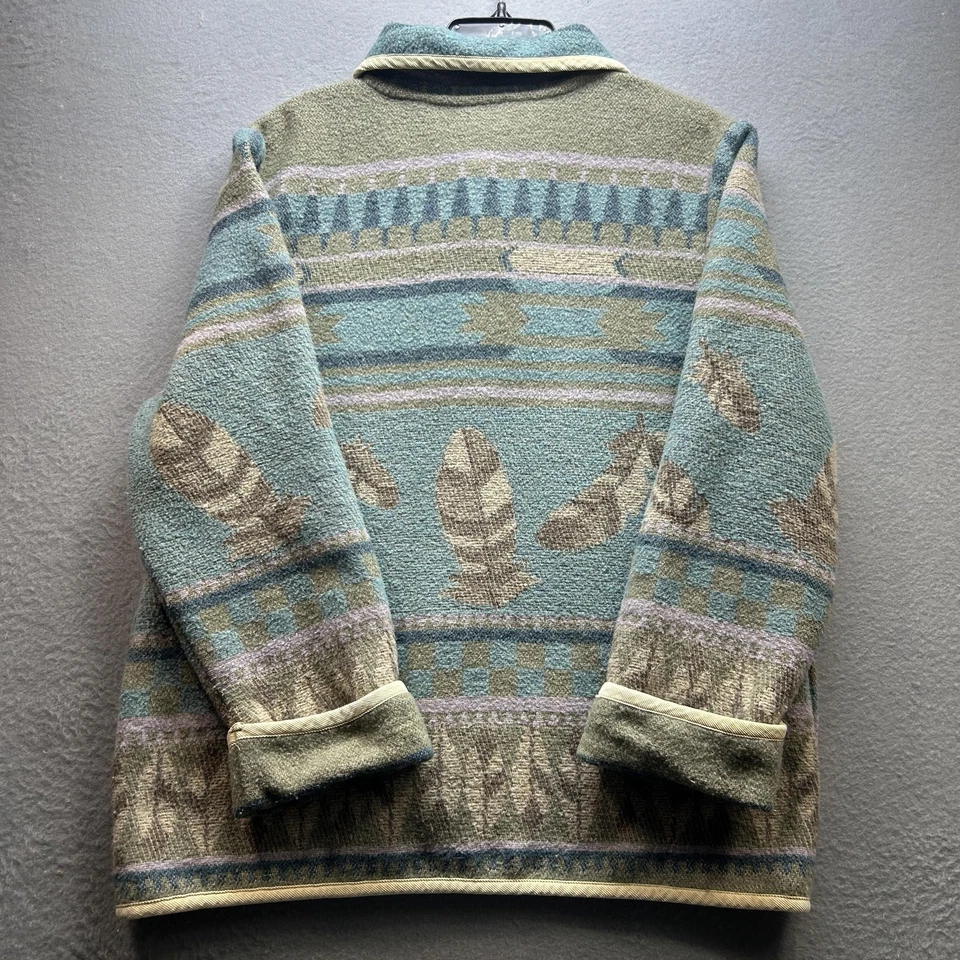 Vintage Tweed Jacket Womens Large Feather Pattern Granola Layering Modest Boho - Image 2 of 4