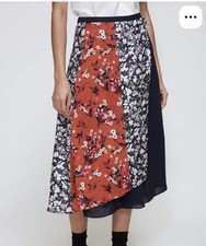 Acne Studios Women’s Midi Floral Layered Orange And Navy Skirt Size EUR 36