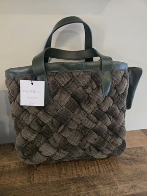 RARE!! NWT FALORNI ITALIA LE BORSE GREEN Tote Bag W/ Pouch And
