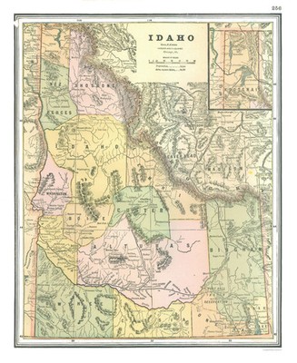 Historic State Map - Idaho - Johnson 1888 - Vintage Wall Art