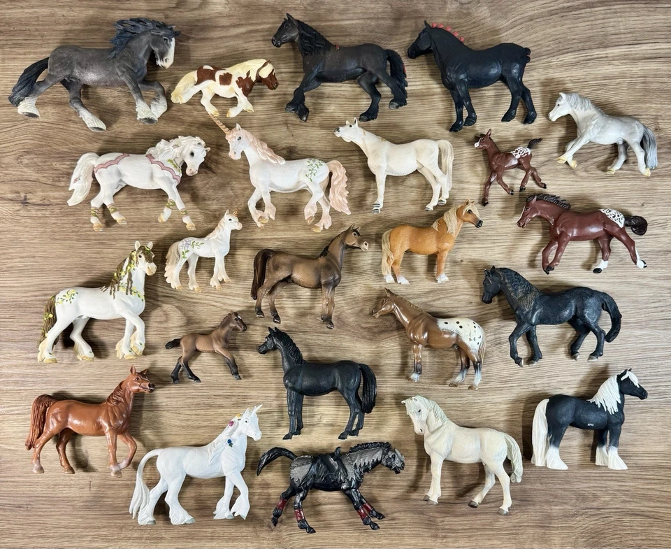 Vintage PVC 23 Horse Lot Schleich Safari Papo Unicorn Foal + Accessories Riders - Image 2 of 4