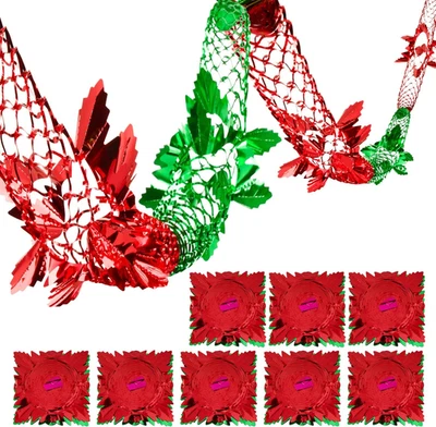 COLOFALLA 8Pcs Christmas Ceiling Decorations Red Green Foil Christmas Decorations Indoor X