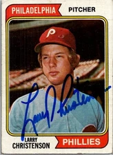 1974 -Larry Christenson- Topps Autograph/Signed/Auto Baseball Card #587 Phillies