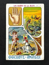1900 Art Nouveau Palm Reading Teching #1 Card  Fortune Telling Palmistry Occult