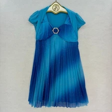 Amy's Closet Formal Sparkle Dress Girls size 16 1/2 Pleated Blue Party Formal