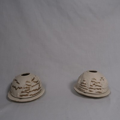 Set of 2  White Ceramic Snowman Lithophane Tea Light Candle Holders - Winter Dec