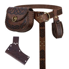 Renaissance Medieval Belt Pouch Set - 4PCS Viking Costume with Embossed Waist...