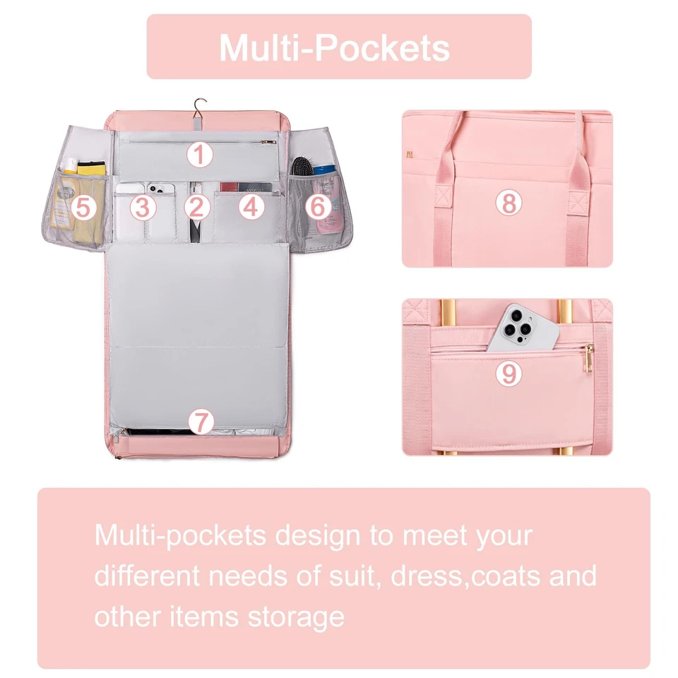 Garment Bags for Travel, Convertible Garment Duffle Bag for Women Men, Carry ... - Image 4 of 4