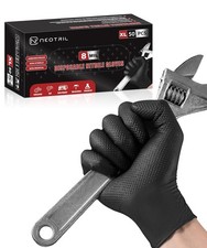 8mil Heavy Duty Nitrile Gloves Black Diamond Grip Disposable Industrial