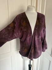 Peruvian Connection Ladies Purple Floral Pima Cotton Knit Cardigan Size Large
