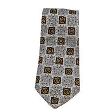 Wemlon By Wembley Brown White Necktie Geometric Pattern Dress Tie