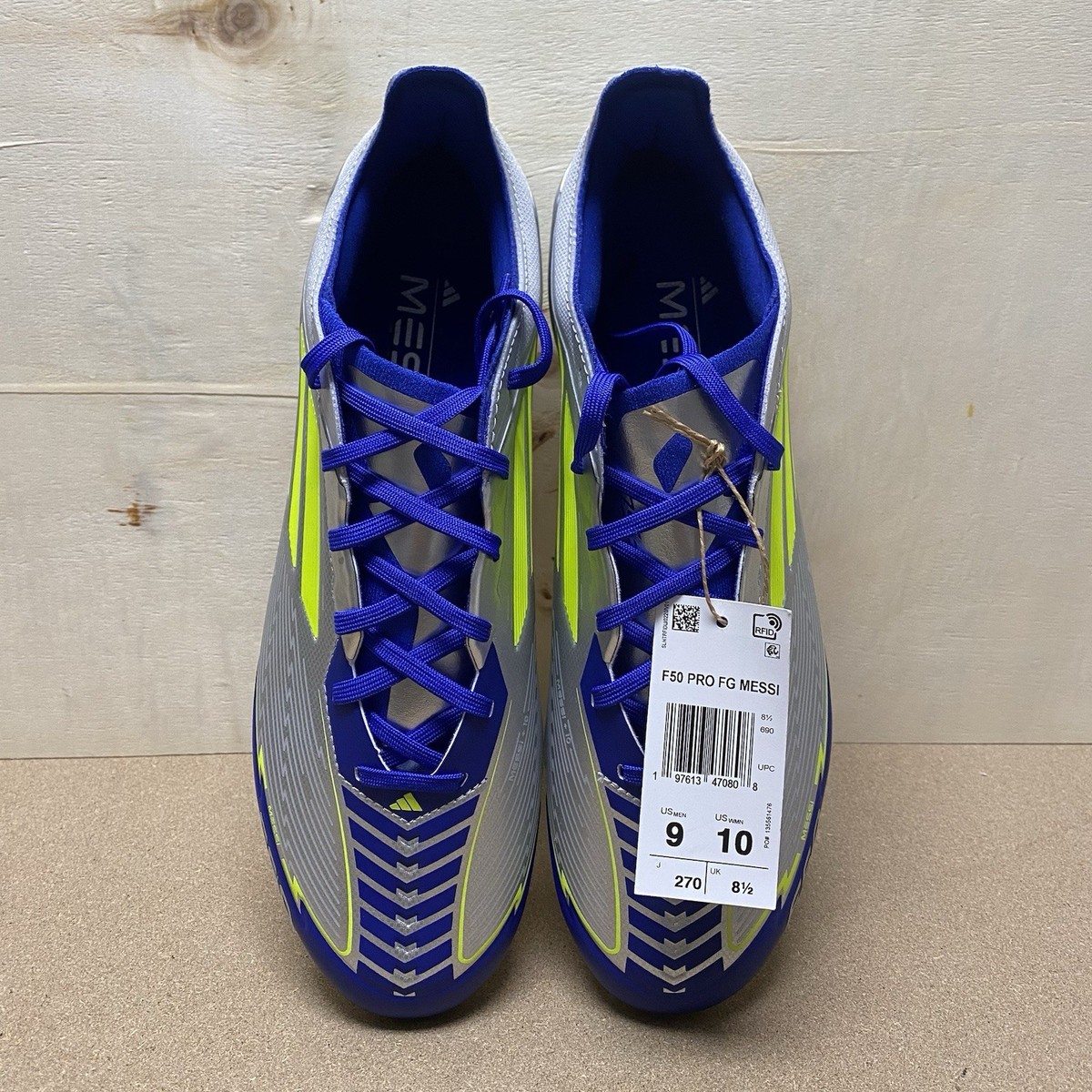 Size 9 - adidas F50 Pro Fg Messi Player Pack Metallic Silver