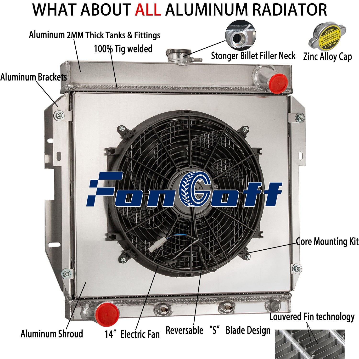 4-Row Radiator+Shroud+Fan For 1955 1956 1957 Ford Thunderbird V8 4.8L/5.1L AT/MT