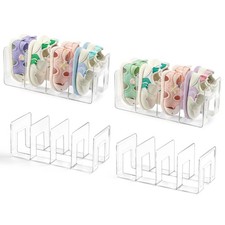 4 Pack Clear Acrylic Kids Shoe Rack, 4 Sections, Stackable, File, Book, Baby