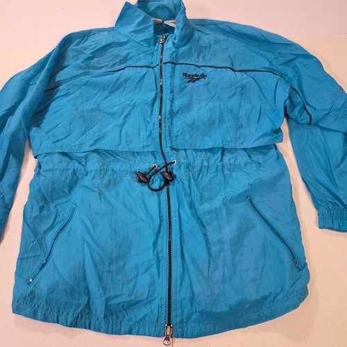 Reebok, Vintage Reebok Windbreaker Jacket Womens Medium Cyan Blue Full Zip Vented