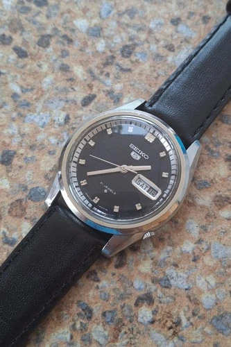 Vintage Seiko 5 21 Jewels Automatic 6119 8021 December 1968 JDM Blue Dial