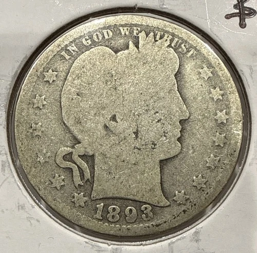1893 Barber Quarter 25C Silver U.S. Coin
