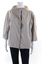 Peserico Women's Long Sleeve Snap Closure Casual Jacket Beige Size 50