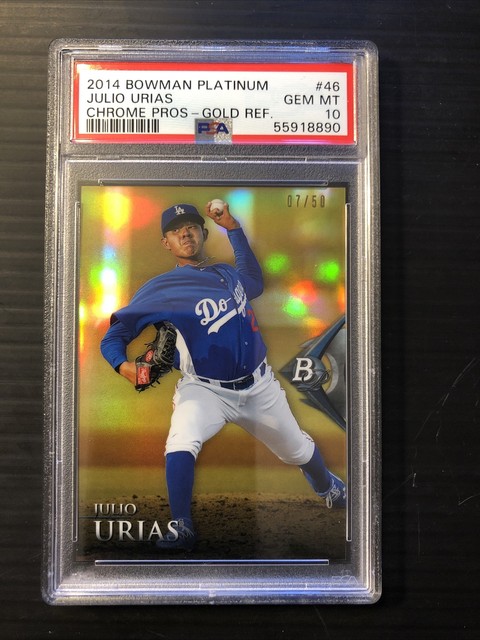 2014 Bowman Platinum Gold Refractor Julio Urias RC Rookie Dodgers PSA 10 #07/50