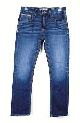 BKE Buckle Jake Straight Leg Mid Rise Men's Jeans Embroidered Stretch Size 33x31