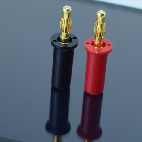 100pcs Gold Plated Copper 4mm Banana Plug Cable Speaker Soldering Connector R+B - Picture 5 of 5