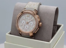 NEW AUTHENTIC MICHAEL KORS SIDNEY ROSE GOLD BROWN PVC CRYSTAL WOMEN MK6949 WATCH
