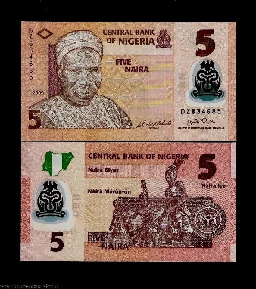 Nigeria 5 NAIRA P-38 2009 Dancer UNC DZ Prefix Nigerian REPLACEMENT Polymer NOTE - Image 4 of 4
