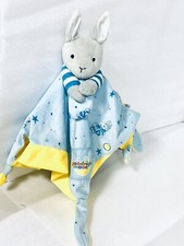 Goodnight Moon Bunny Lovey Plush Blanket Easter Stars Moons Yellow Satin 2019