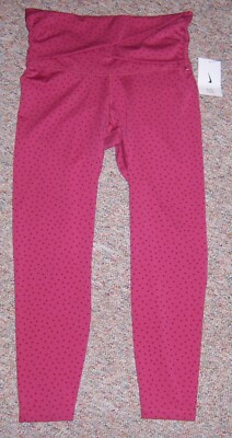Nike Yoga Raspberry Polka Dot High Rise Twist Front 7/8 Length Leggings Medium