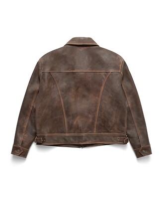 Mutimer Brown aged heavy wash leather jacket | eBay UK