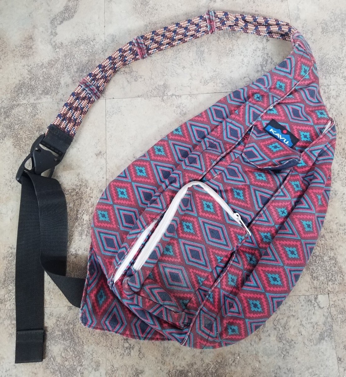 Kavu Rope Sling Crossbody Bag Southwest/ Aztec Print - Red  display picture 1