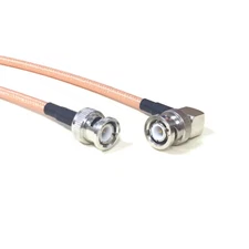 BNC male straight to BNC male right angle pigtail cable RG142 50cm 20" for CCTV