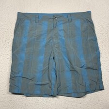 Columbia Board Shorts Omni Shade Mens 38 Blue Gray Plaid Nylon