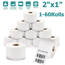 1-60x 2x1" Direct Thermal Labels Barcode FNSKU/UPC 1300/Roll for Zebra & Rollo
