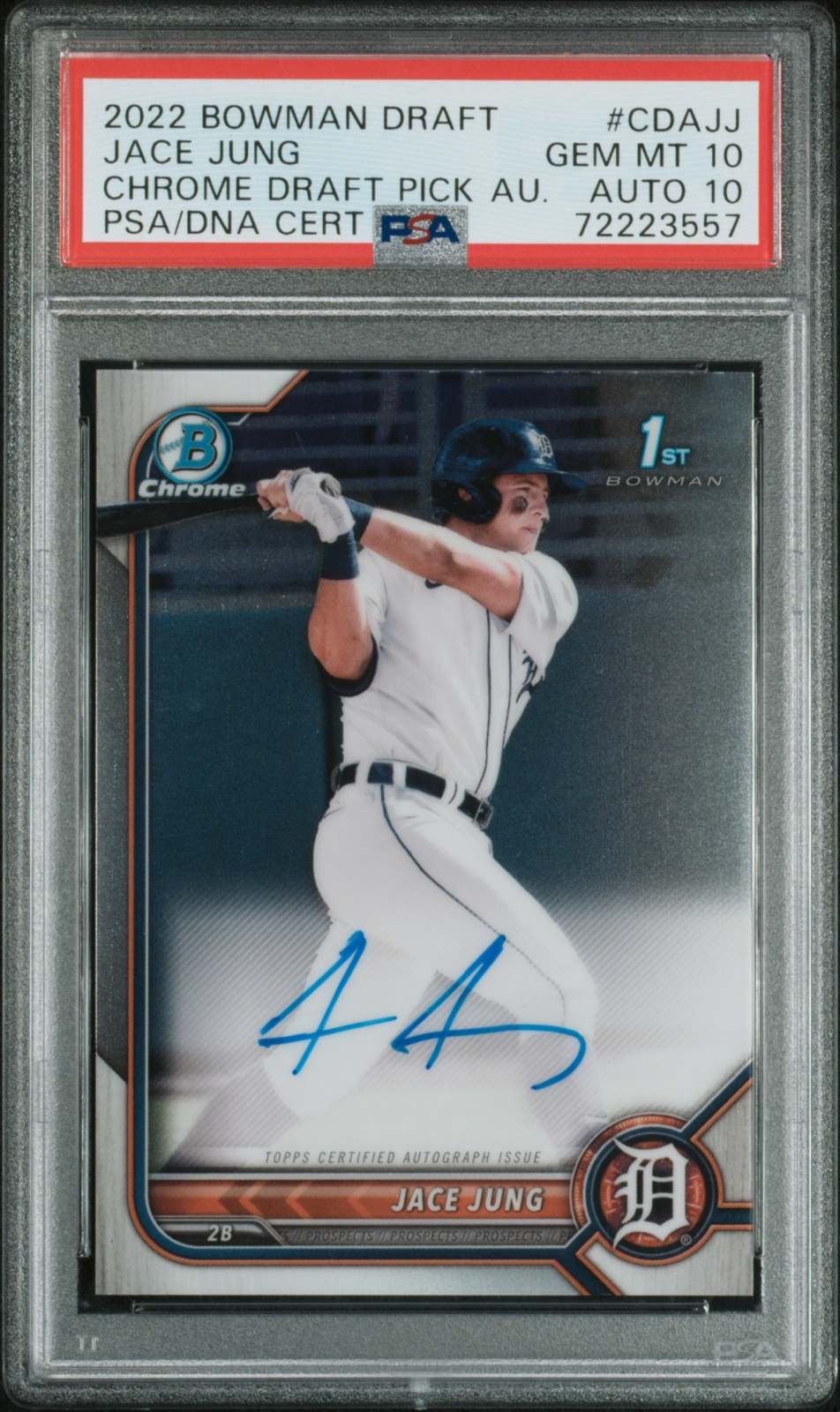 2022 Bowman Draft Chrome Draft Pick Autographs Jace Jung #CDAJJ PSA 10