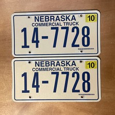 2011 Nebraska License Plate Pair Commercial Truck # 14-7728
